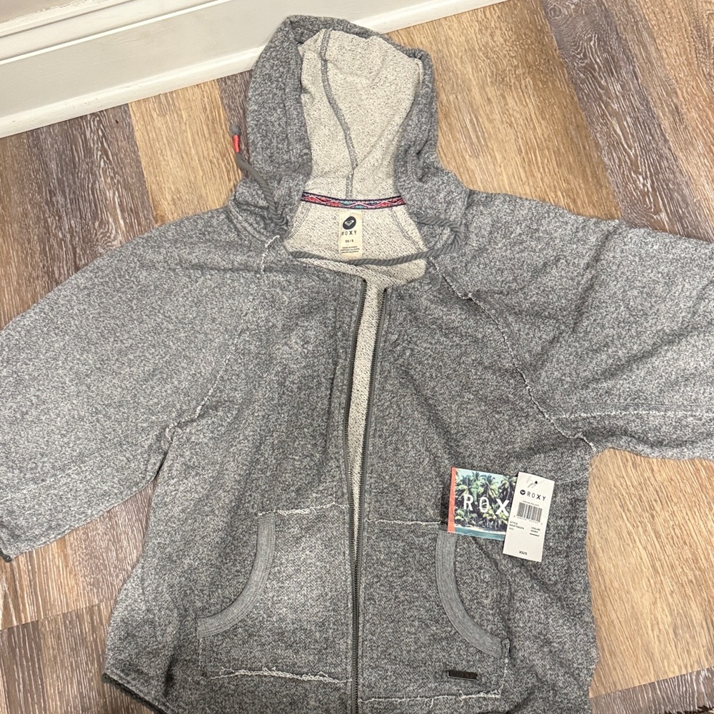 Roxy women’s ' Gray Hooded Zip Jacket